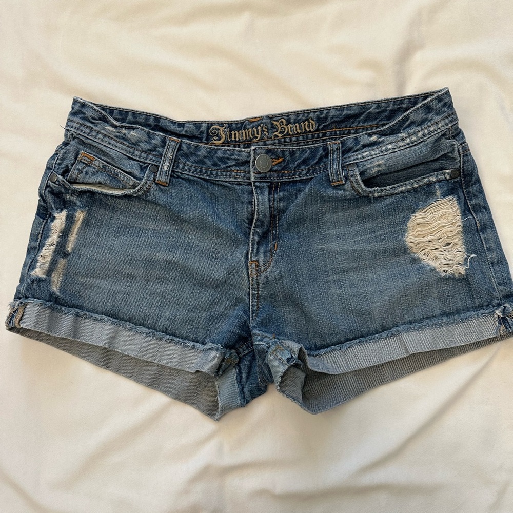 Blue Distressed Denim Shorts